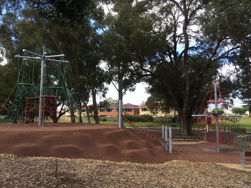 Pirate ship shaped ropes playground just a stones throw from Belmont Forum