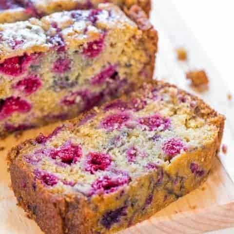 apple and raspberry loaf cake