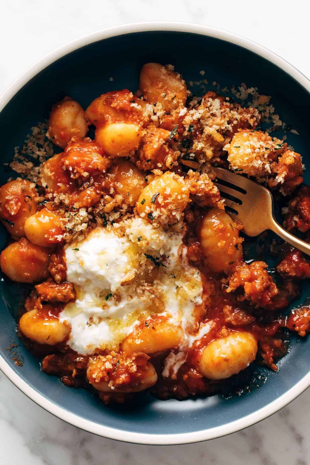 golden pasta gnocchi