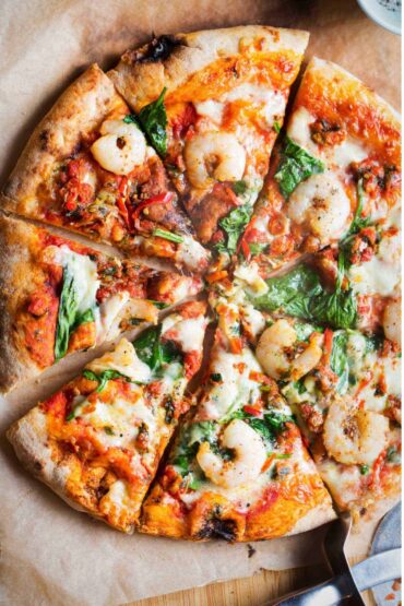 pizza with prawns