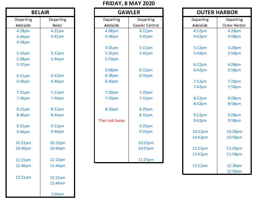 adelaide rail timetable