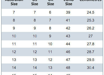 australian and us shoe sizes