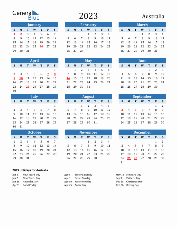 australian public holidays 2023