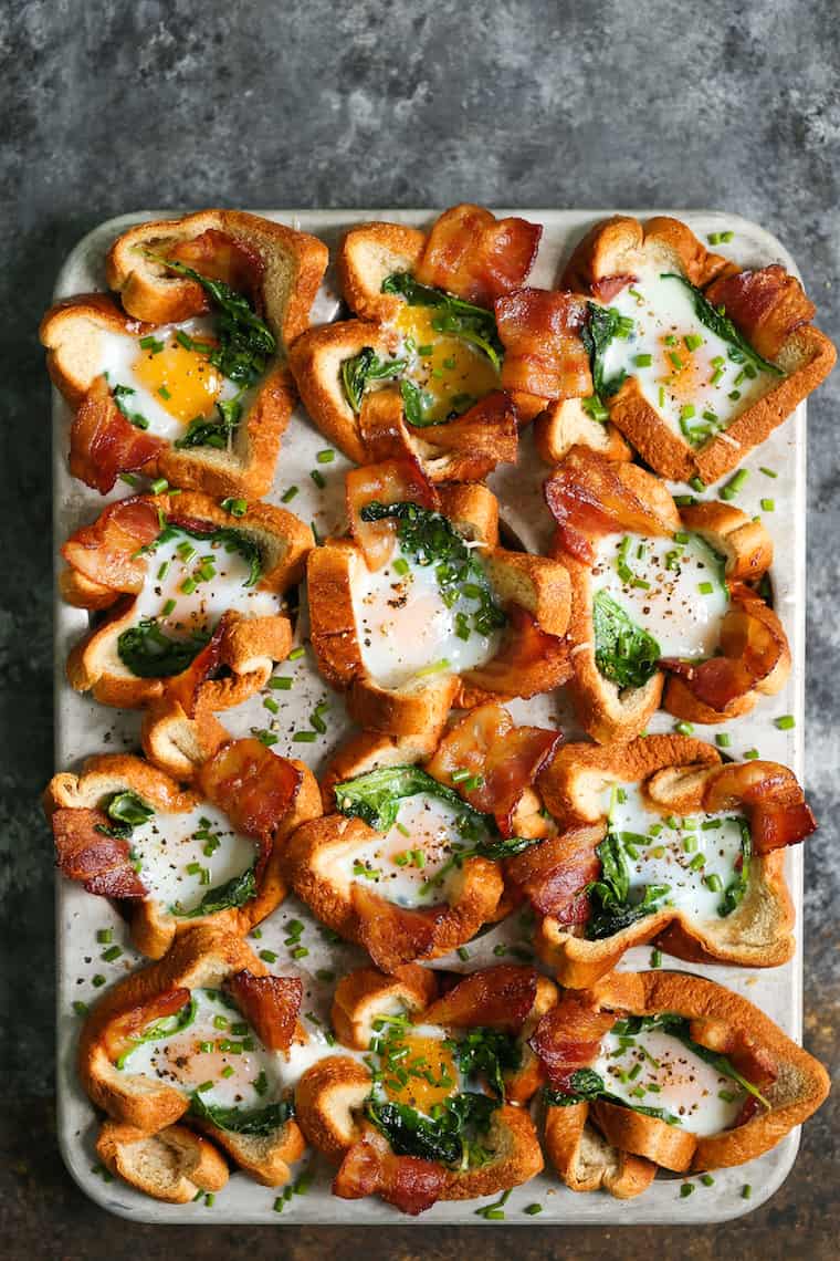 bacon and egg cups with bread