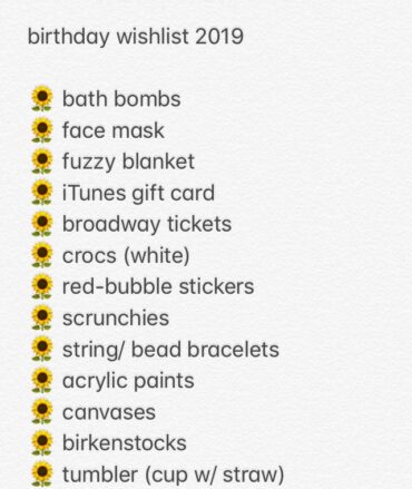 birthday ideas list