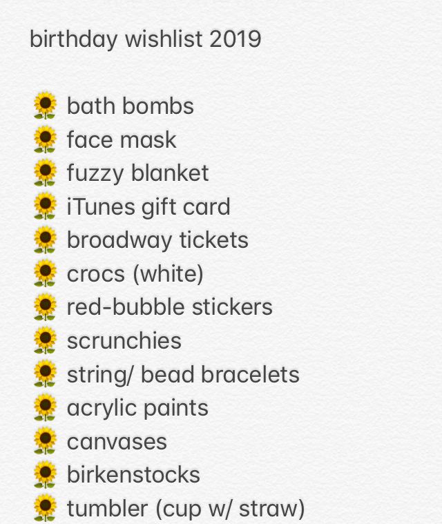 birthday ideas list