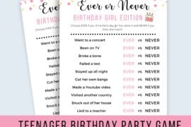 birthday party games for teenagers