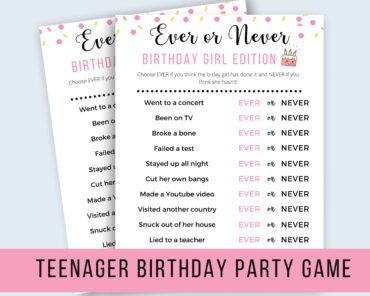 birthday party games for teenagers