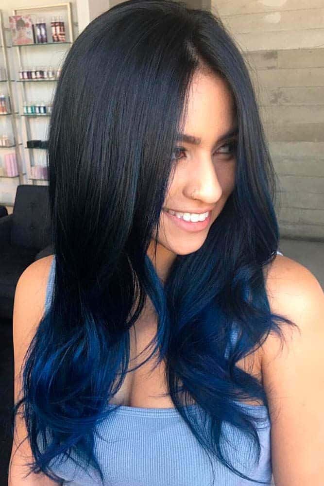 blue black colour hair