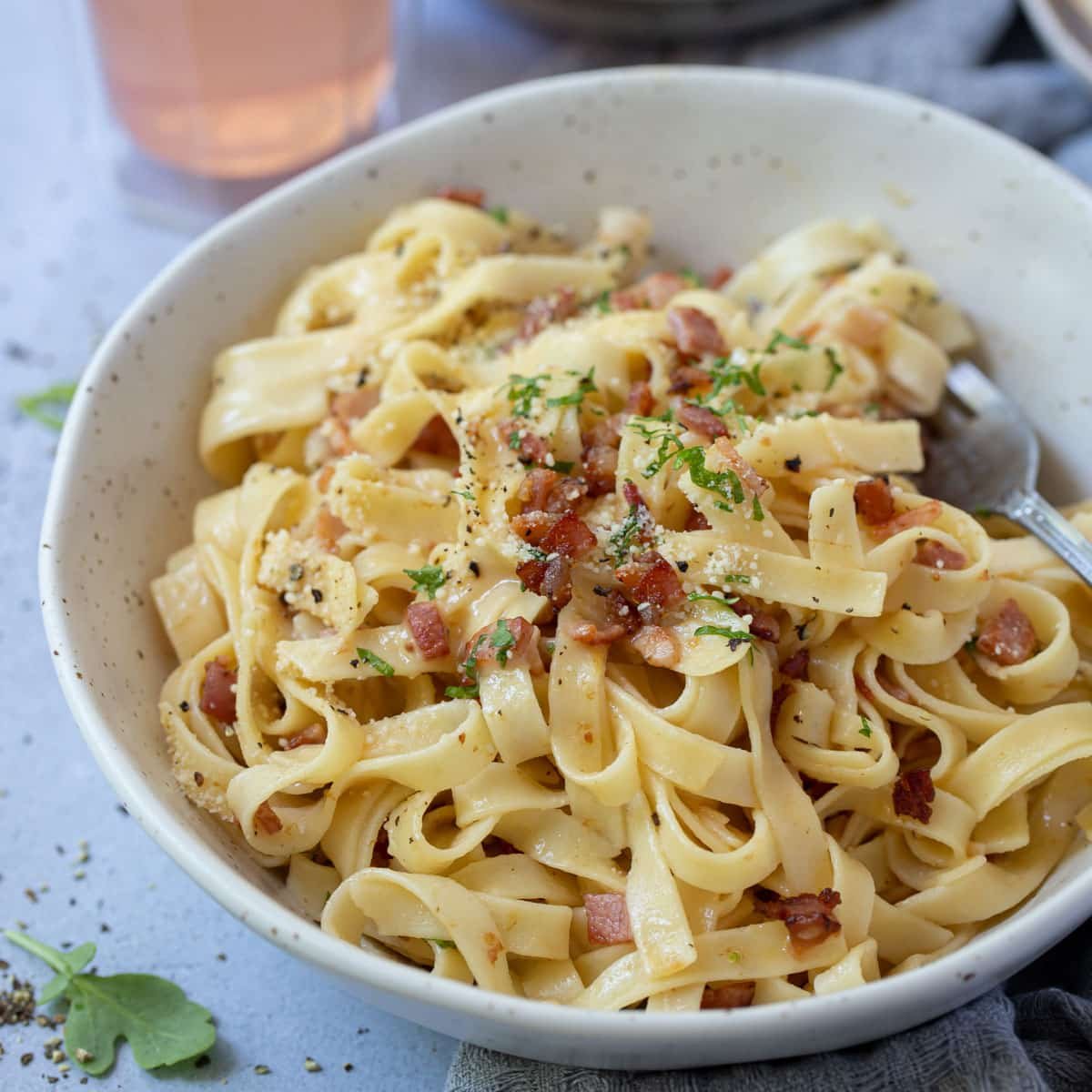 carbonara with fettuccine