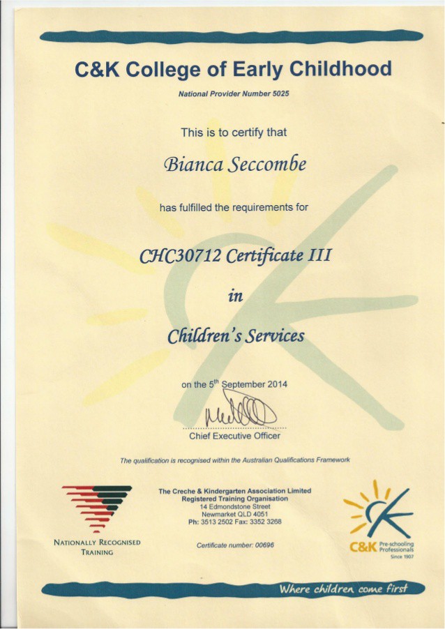 certificate 3 in childcare