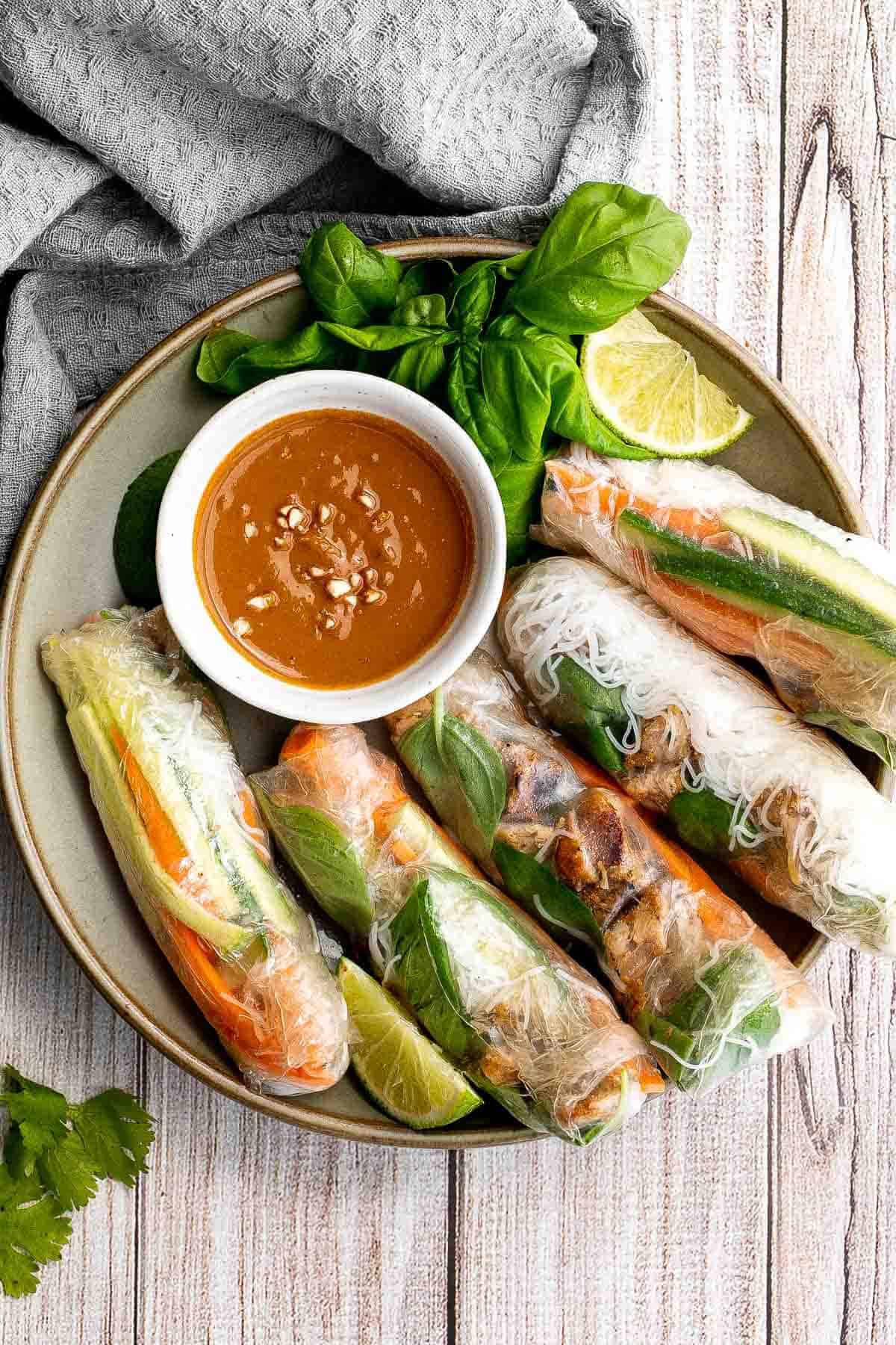 chicken rice paper rolls