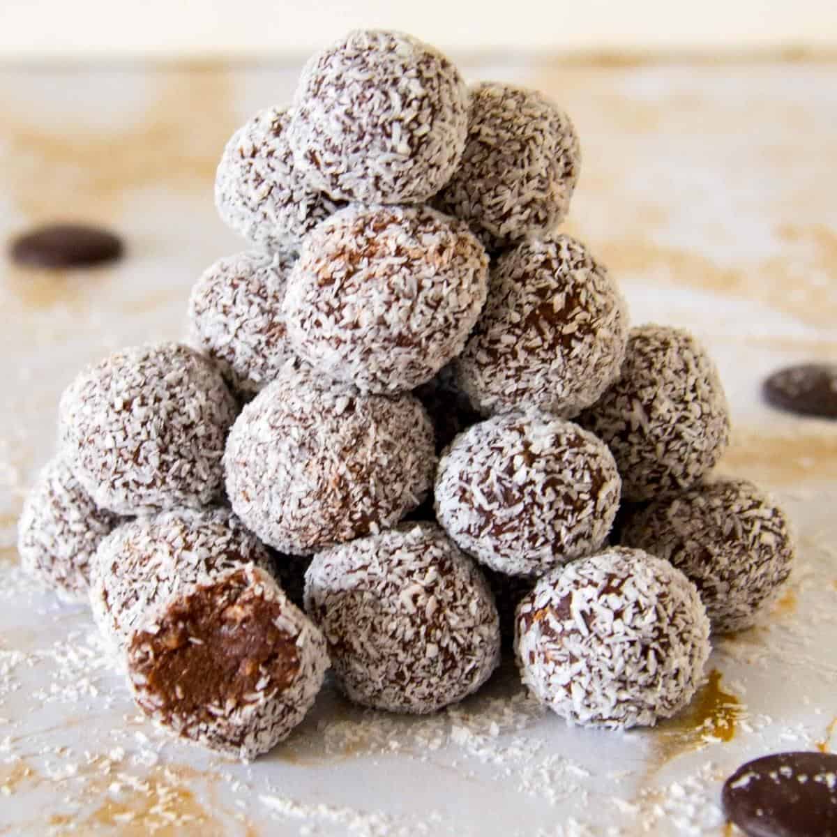 chocolate balls with coconut