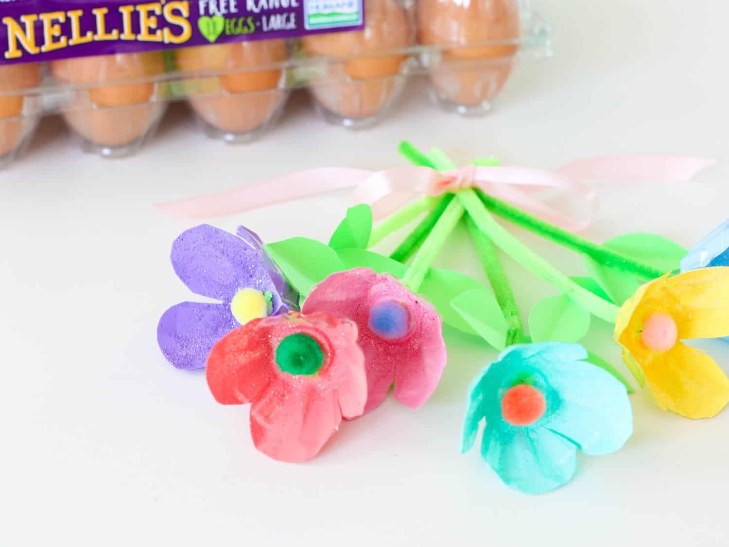 egg cartons flowers