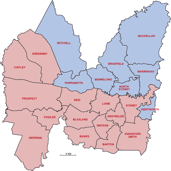 electoral map nsw sydney