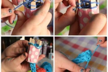 french knitting with toilet roll