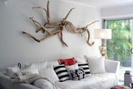 hanging driftwood on wall