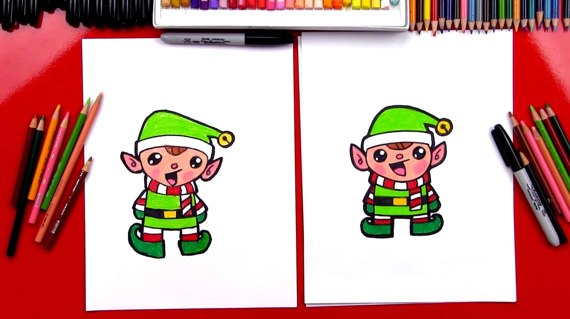 how to draw christmas elves