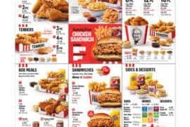 kfc restaurant menu