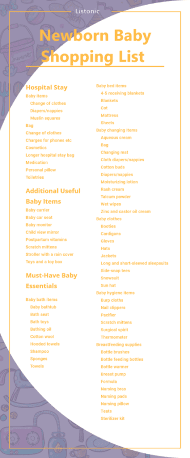 newborn shopping list