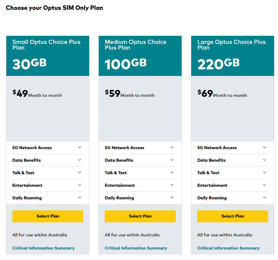 optus mobile prepaid plans