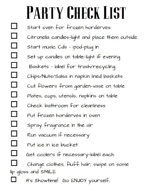 party list checklist