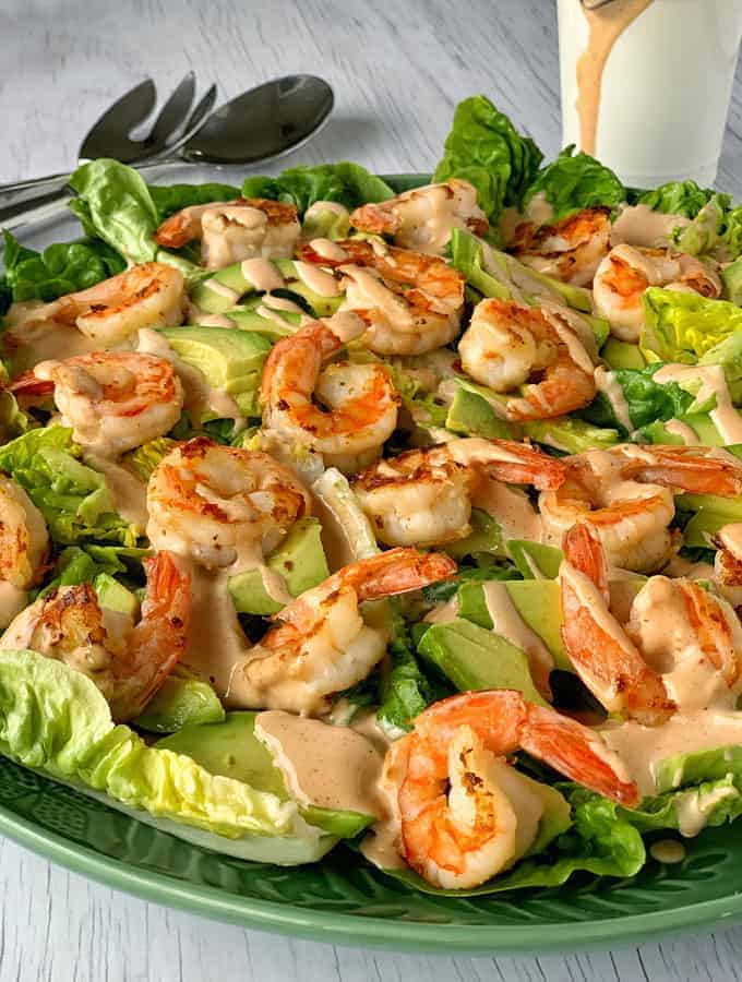 prawns and salad