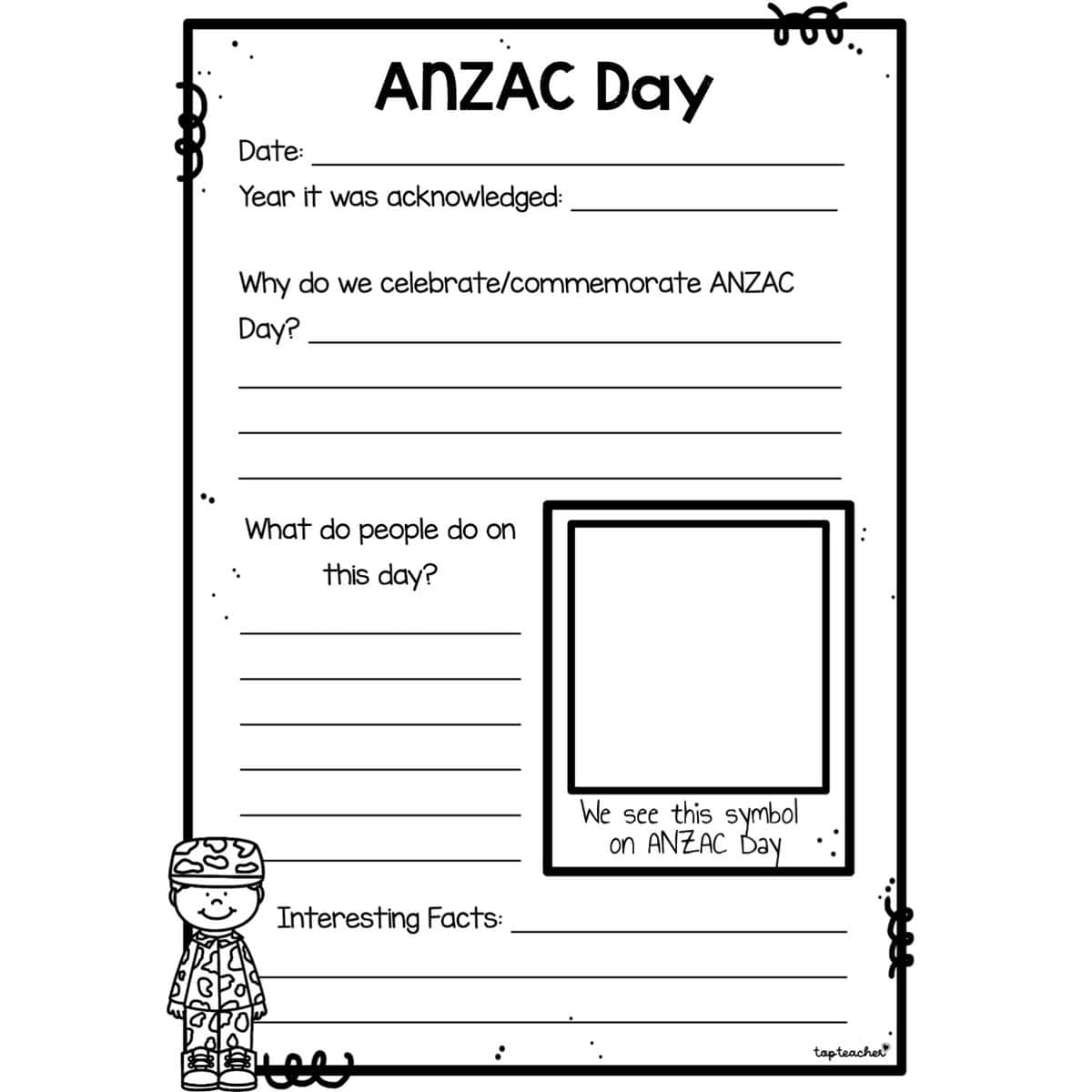 printable anzac day activities