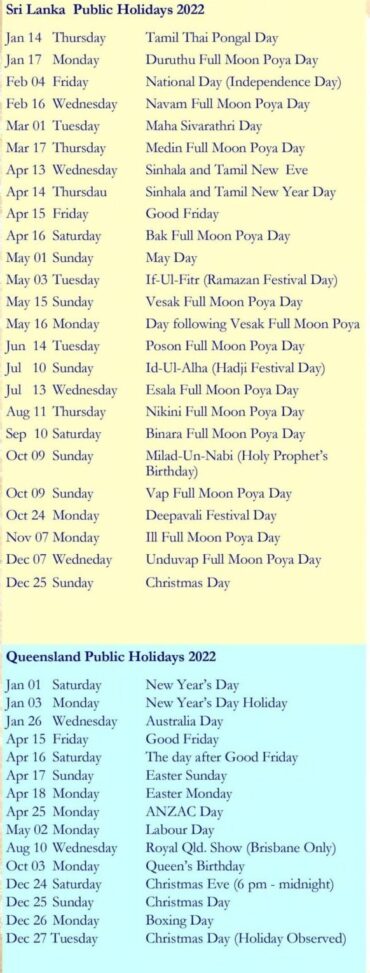 public holiday qld 2022