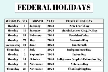 public holidays 2024