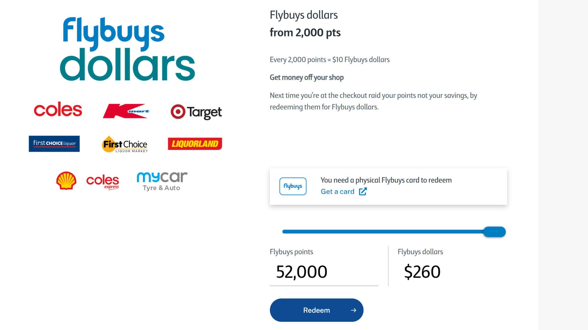 redeem flybuys points