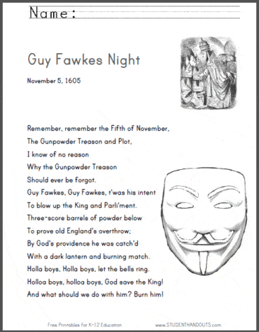 remember remember the fifth of november poem