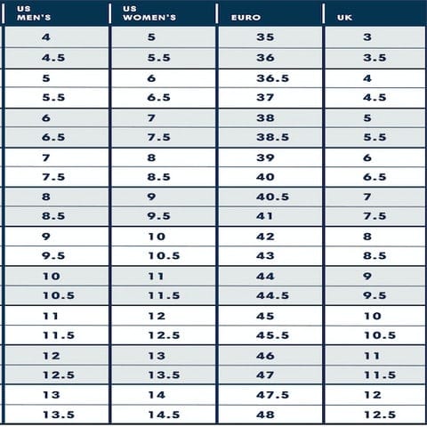 size chart aus to us