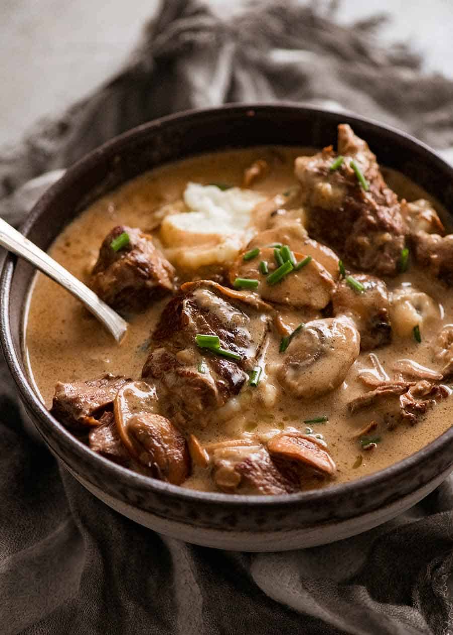 slow cooked beef stroganoff