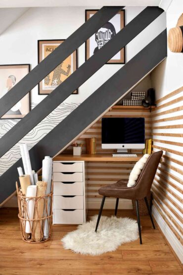 study nook under stairs