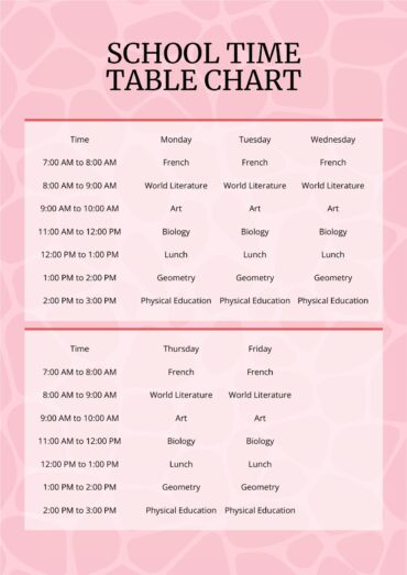 time table