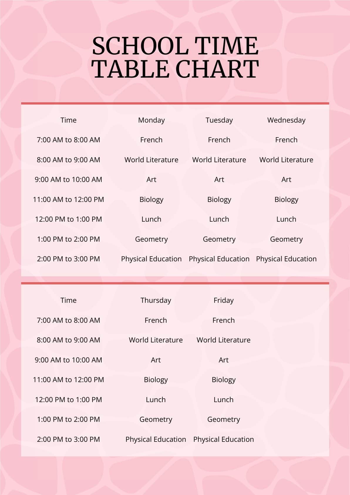 time table