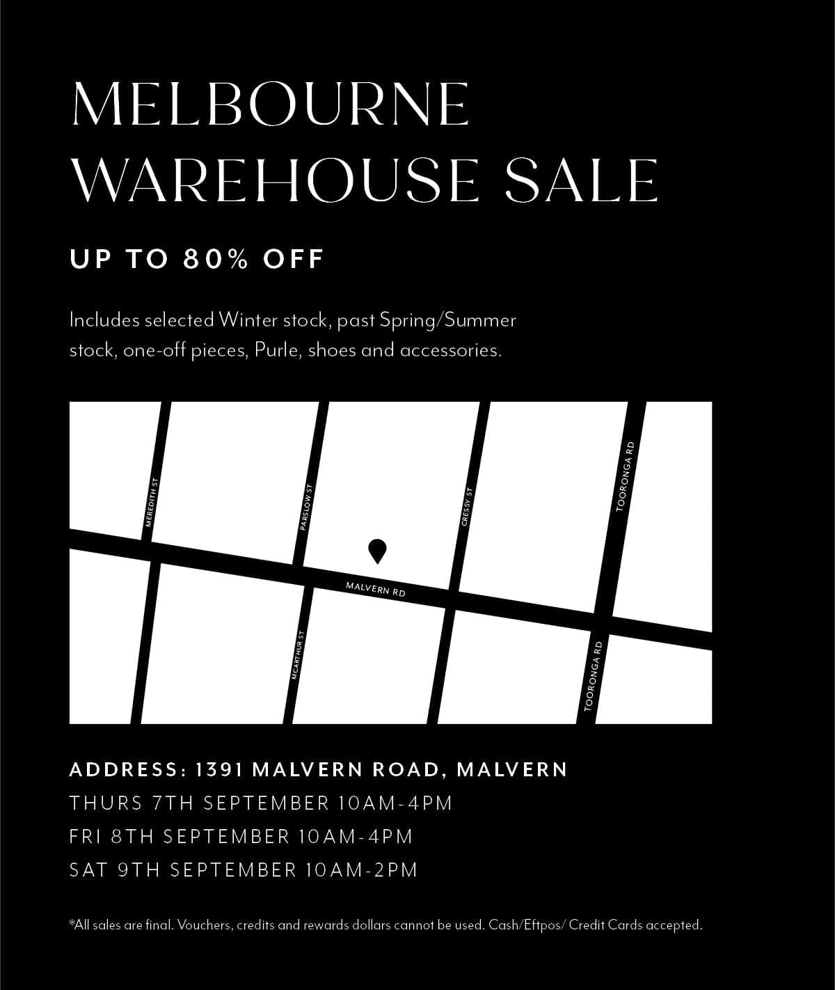 warehouse sale melbourne