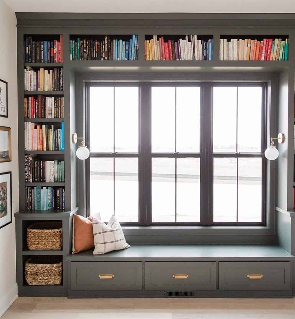 window bookshelf seat