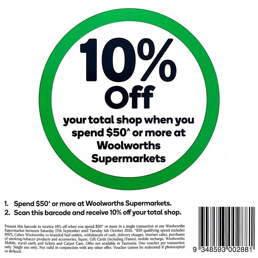 woolworth discount code