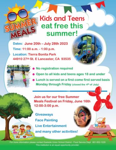 Free eating place for kids in Lancaster California